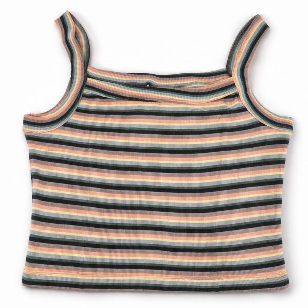Volcom Lil Knit Strappy Crop Tank XXL NWT Striped Rainbow Cami Y2K Festival Top